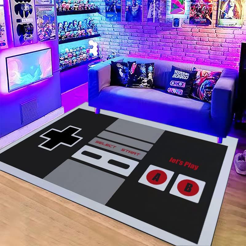 Retro Gaming Quotes - 빈티지 NES 컨트롤러 테마 러그, 게임룸