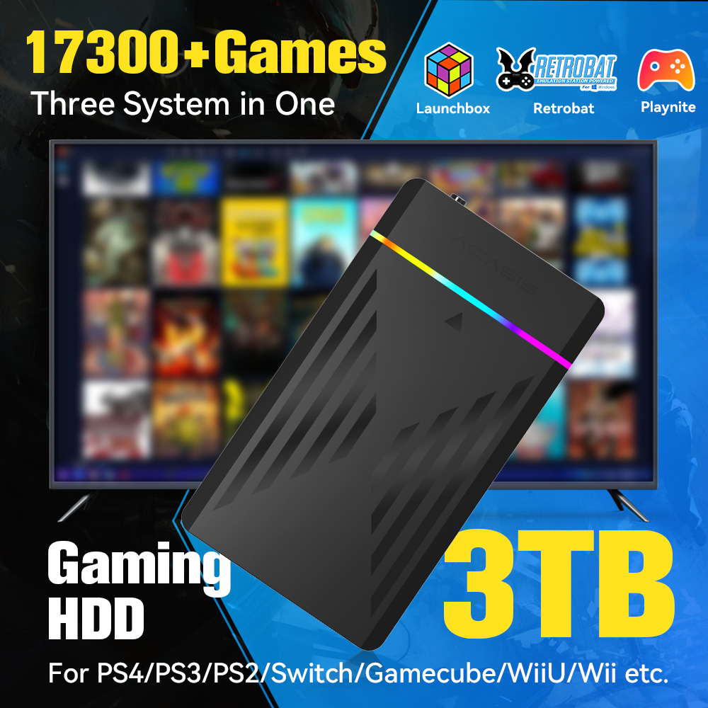 Retro Gaming Monitor - PS4/PS3/PS2/스위치/Wii용 17300개 이상의 AAA/3D/레트로 게임이 포함된