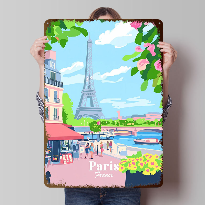 파리 프랑스 포스터 맞춤형 빈티지 금속 간판 벽 장식  - Retro Gaming Paris 리뷰 및 가격