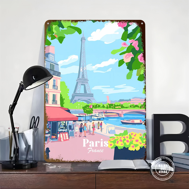 파리 프랑스 포스터 맞춤형 빈티지 금속 간판 벽 장식  - Retro Gaming Paris 리뷰 및 가격