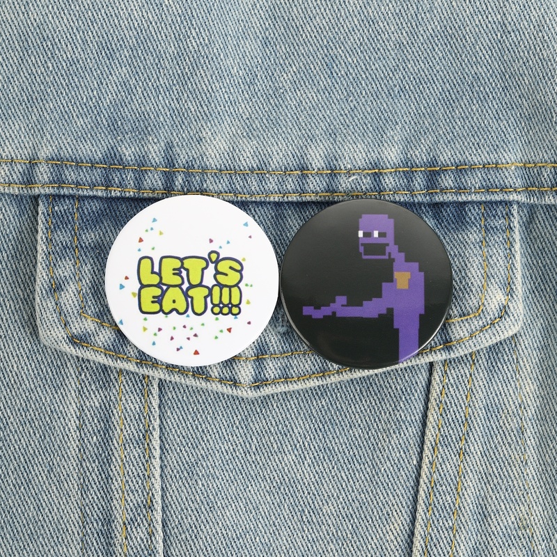 공포 게임 악당 캐릭터 핀 보라색 브로치 'LET'S  - Retro Gaming Quotes 리뷰 및 가격